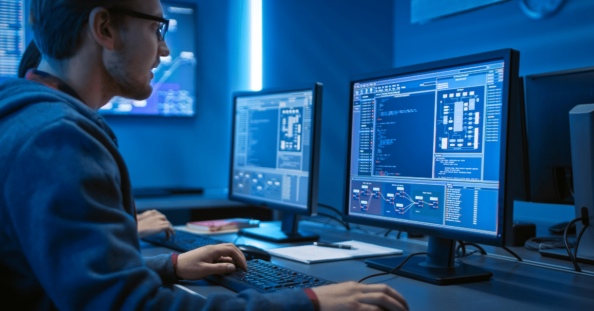 Man looking at a computer screen