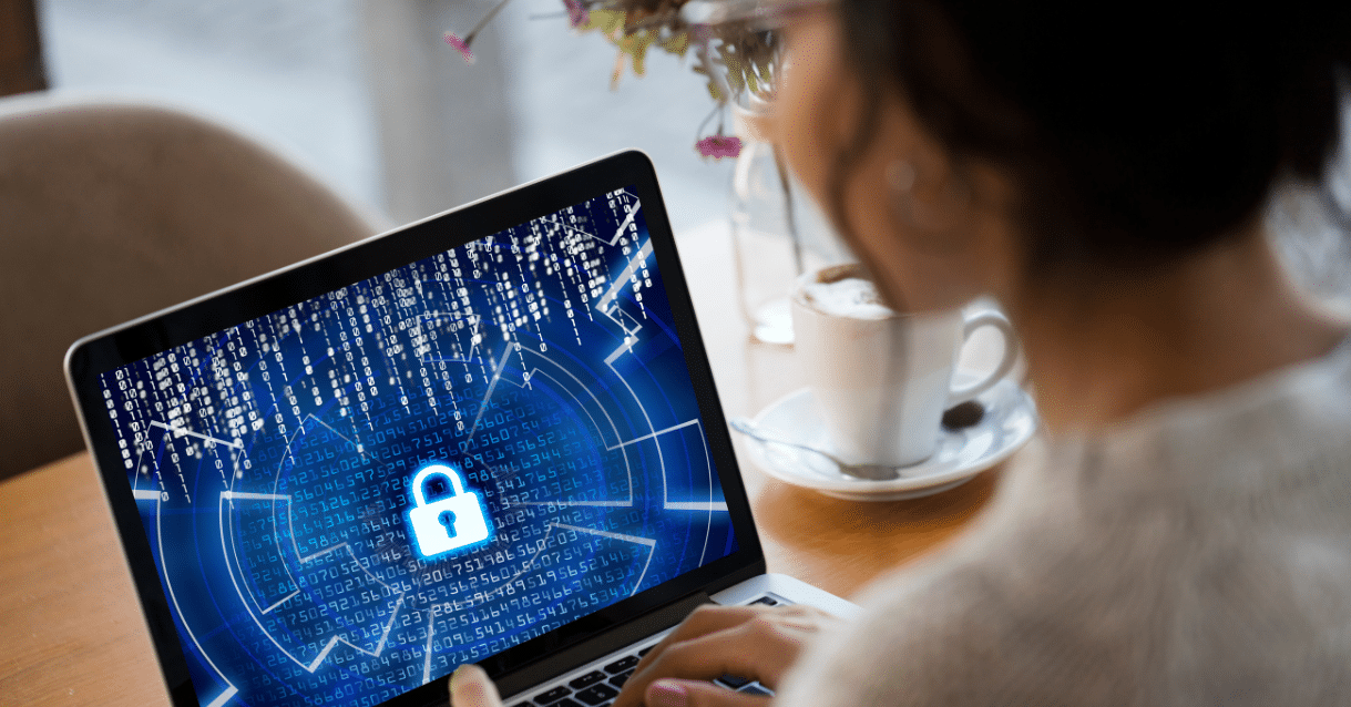 Computer screen displaying security icon