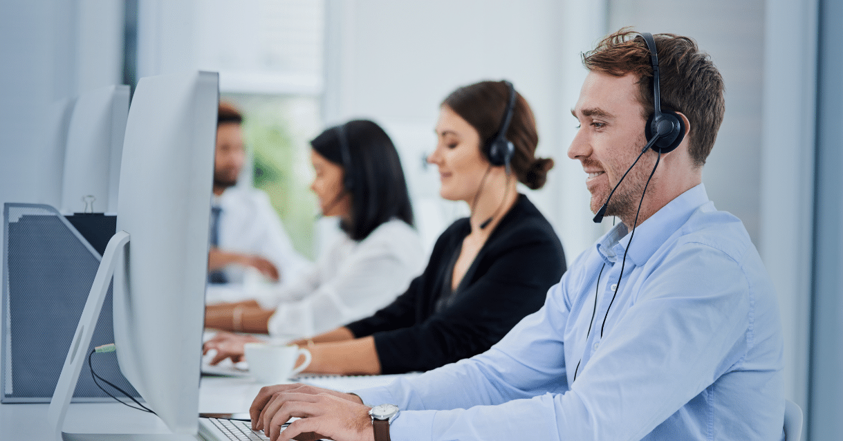 Man providing tech support