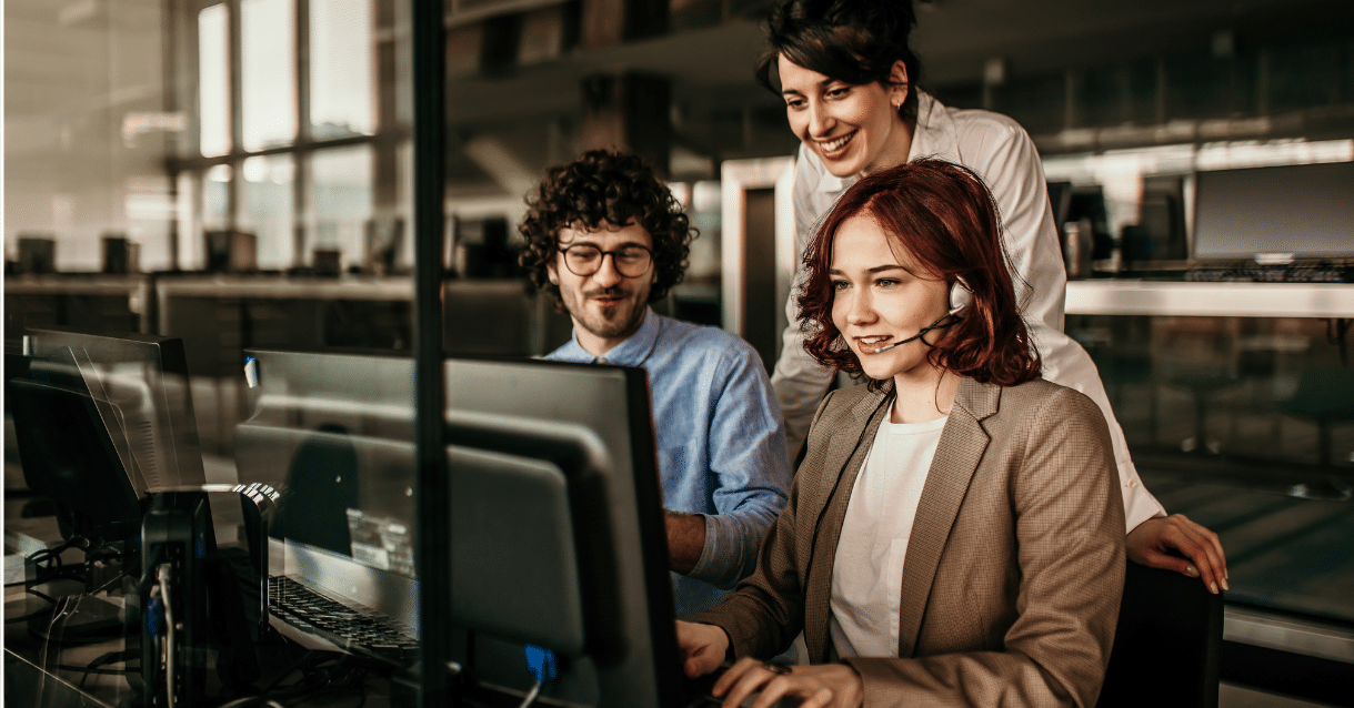 People working on a computer